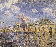 Alfred Sisley River-steamboat and bridge oil painting